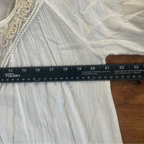 FREE PEOPLE Coastal Boho Beachy Embroidered Tunic Top Cover Up Gauze Sz S P - Picture 8 of 10